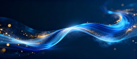 Blue Gold Fluid Light Effect Tech Background, Dreamy Particle Futuristic Design Material