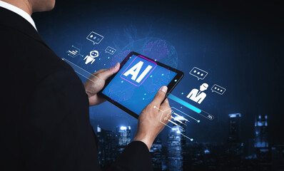 An AI chatbot for global customer service and communication. A concept of a smart assistant interacting with users worldwide to provide support. Motif