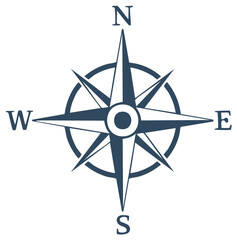 Compass Rose Icon with Letters North South East West Navigation Symbol
