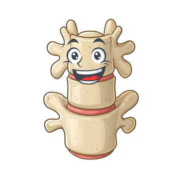 Joyful cartoon spine character smiling and wiggling with energy