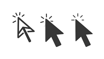 Set of modern digital cursor icons on white backdrop