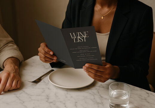 Elegant Dining Wine Menu Mockup PSD