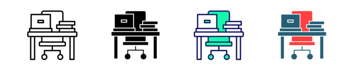 Office Desk  Icon Set Multiple Style Collection