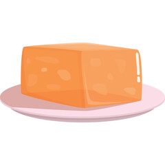 Transparent Orange Gelatin Dessert Cube on a Pink Plate Simple Isolated Object With Soft Lighting and Clean Design