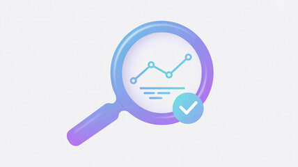 Magnifying glass with graph and checkmark chart data