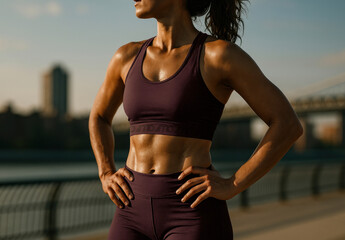 Fit Woman Exercising Outdoors Clothing Mockup PSD