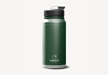 Green Insulated Travel Bottle Mockup PSD