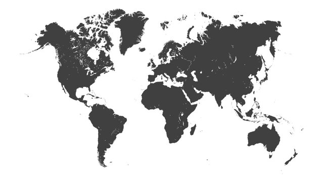 map of the world white and black isolated on transparent vector illustartaion