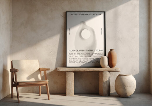 Minimalist Pottery Studio Decor Mockup PSD