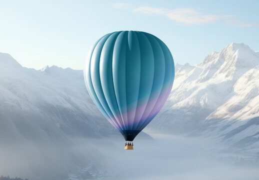 Serene Hot Air Balloon Journey Mockup PSD