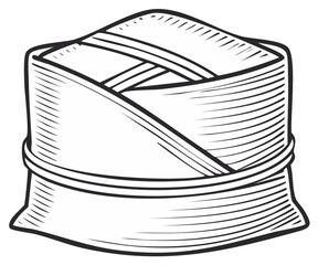 Traditional Indonesian Iket or Udeng headwear in a hand drawn vector line art style