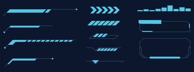 HUD futuristic user interface set. Sci-fi HUD dashboard display virtual reality elements icon vector. technology, gaming symbol. vector illustration.
