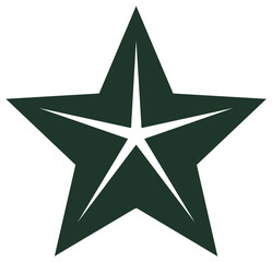 Obraz premium Modern geometric dark green star emblem with sharp angles and white negative space