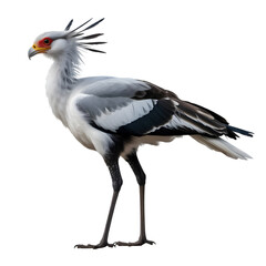 Obraz premium Secretarybird illustration with distinctive crest and long legs standing majestically isolated on transparent background