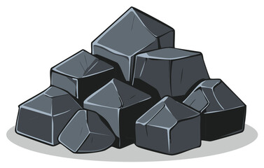 Pile of Shiny Charcoal or Raw Graphite Minerals Graphic Illustration