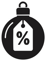 Obraz premium Christmas ornament with percentage tag, holiday sale concept