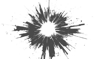 Black ink splatter explosion burst abstract background chaos.Bursting radial lines grey white abstract background chaos