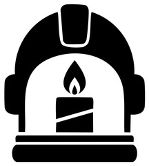 Obraz premium Classic miner's safety helmet icon featuring a lit candle symbolizing underground work and tradition