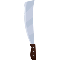 A Curved Metal Blade With A Brown Handle Isolated On A White Background Showing A Tool For Cutting Vegetation Or Chopping