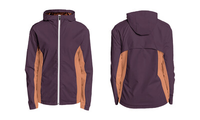 Modern athletic windbreaker jacket featuring a stylish color block design, perfect for active lifestyles and outdoor adventures. © resource image