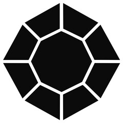 Fototapeta premium Geometric Jewel Cut Facets: Abstract Octagon Shape, Sharp Edges, Black Stone, Minimalist Vector Design
