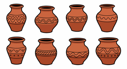 Terracotta pots with decorative patterns