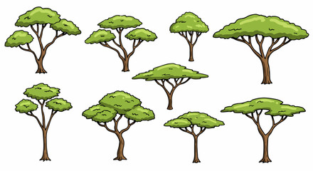 Fototapeta premium Green trees collection with transparent background