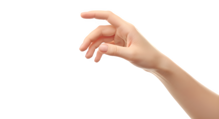 Female hand reaching out to grab or select something isolated on clean white background