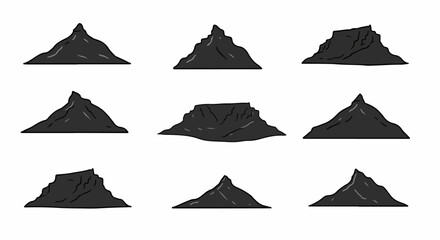 Mountain range set with transparent background