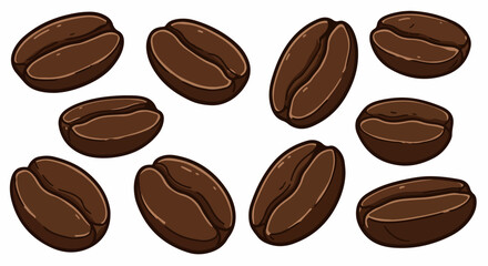 Coffee beans collection with transparent background