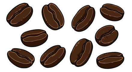 Coffee beans collection with transparent background