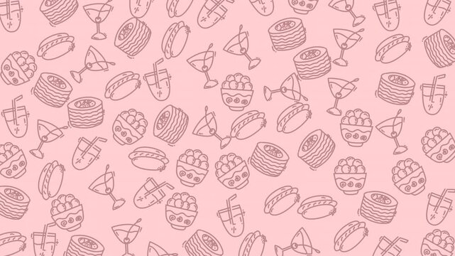seamless pattern with food and drink doodle