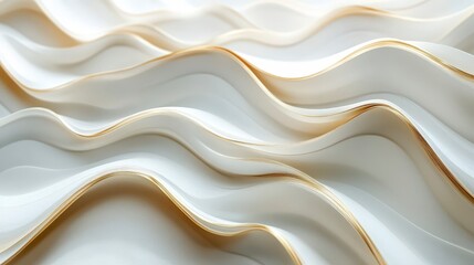 Abstract Waves with Thin Gold Lines on White Background Capturing Elegance and Modern Aesthetic Appeal