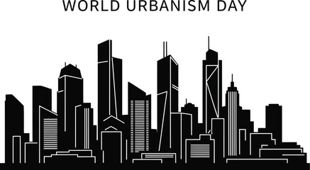 Silhouette of a modern city skyline for World Urbanism Day