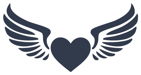 Simple winged heart icon symbolizing love and freedom