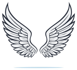 Obraz premium Vector illustration of angel or bird wings on a light background