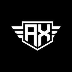 AX Logo vector image of initial shield with wing outline and simple shield