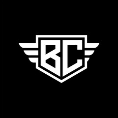 BC Logo vector image of initial shield with wing outline and simple shield