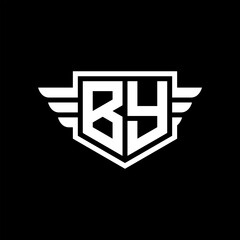 BY Logo vector image of initial shield with wing outline and simple shield