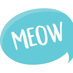 Turquoise Speech Bubble With White Text Meow Graphic Design Element