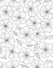 Floral Pattern Coloring Page - Delicate Flower Outlines for Relaxation.