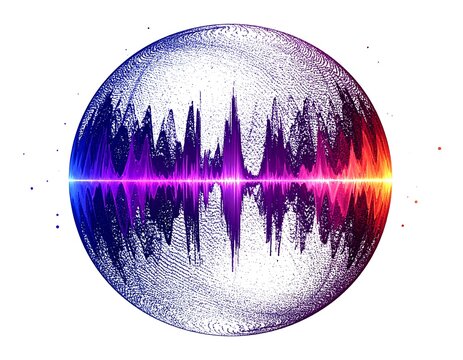 Abstract sphere with waveform representing sound