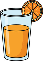 Refreshing Orange Juice in a Glass with an Orange Slice Garnish
