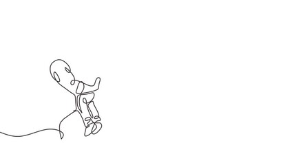 Father Child Embrace Continuous Line Animation Fathers Day Love