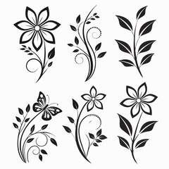 Floral vector set isolated