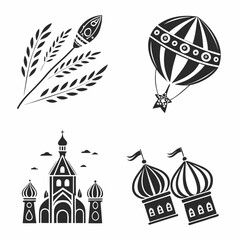 Naklejka premium Russian culture icons set