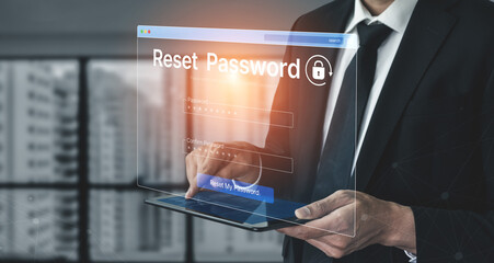 A web browser interface for the password reset function. This form allows a user to recover their...