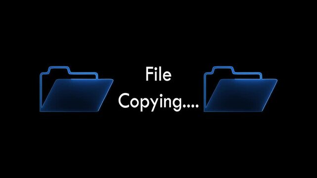 File transfer from computer folder to folder neon line animation Isolated on black background.
File transfer from computer folder to folder neon line animation Isolated on black background. 4K video!!