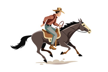 Vector of Cowboy riding wild horse

