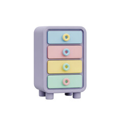 Pastel colored dresser with multiple drawers, perfect for kids room decor, storage solutions, and whimsical interior design projects, a modern touch